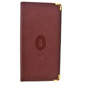 CARTIER: Burgundy, Leather & "Double C" Wallet pq